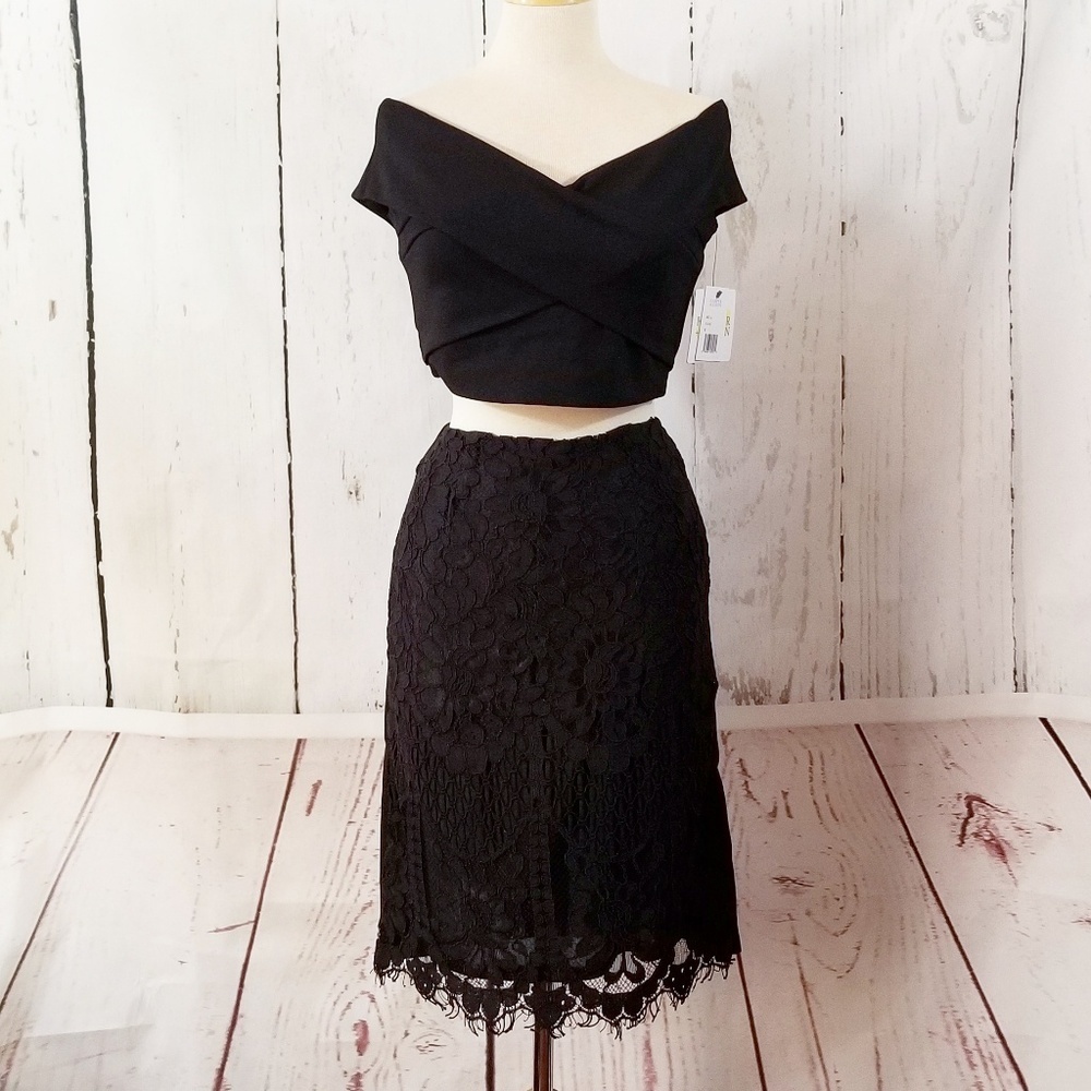 HARPER + LEMON Off-Shoulder Two-Piece Black Dress